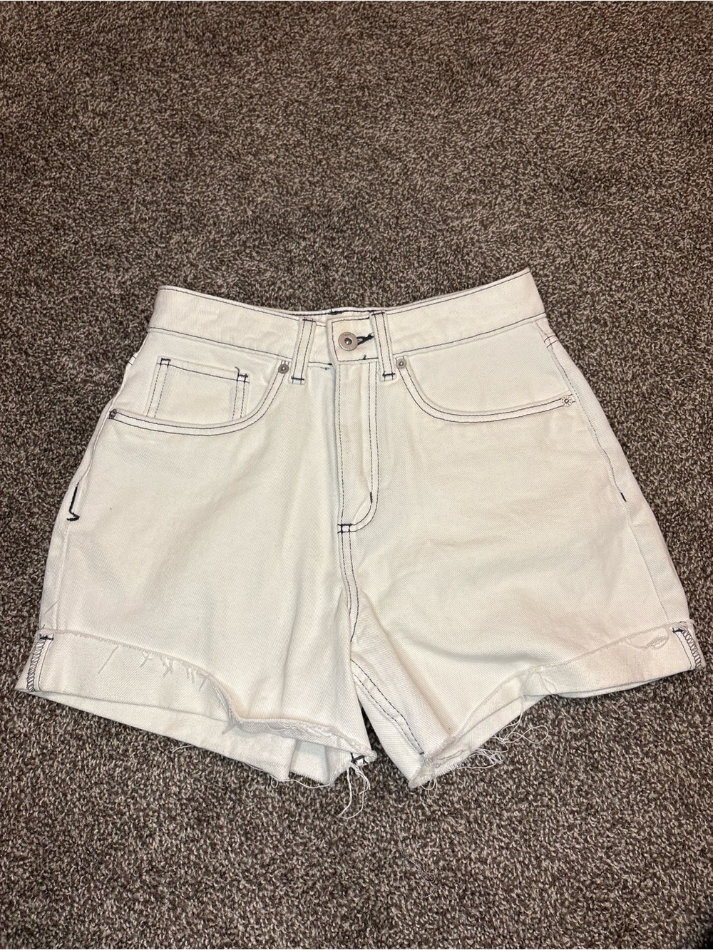 White Vans Jennifer High-Rise Denim Shorts